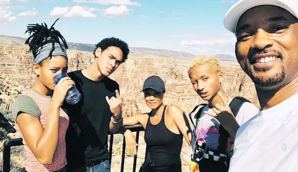  ?? INSTAGRAM ?? Will Smith with his family at the Grand Canyon. His message is to live life to its fullest, and stick with the goals you set out for yourself, says YouTuber Matt Dajer.