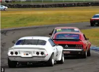  ??  ?? 33. And it was also the first day out for the brand-new Chevy Camaro of Timaru’s Craig Gilbert — seen here chasing the ’69 Mustang of Steve Mclachlan — the stunning new Camaro acquitting itself well