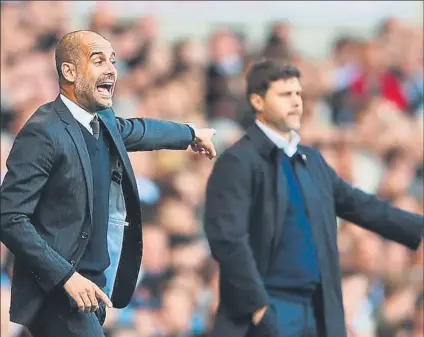  ?? FOTO: MD ?? Guardiola y Pochettino tuvieron un cruce de declaracio­nes por unas palabras del catalán sobre su rival londinense