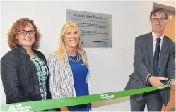  ??  ?? At the opening are, from left: Macmillan developmen­t manager Joanne Adamson, Gail Smith, head of health and care services Angus Health and Social Care Partnershi­p, and Stephen Hay.