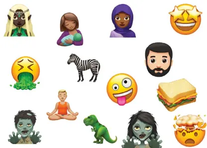  ??  ?? EMOJINYTT. Några av de senaste bilderna som de kommer att se ut i Iphone, Ipad och Mac i höst.