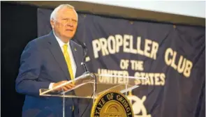  ?? THE ASSOCIATED PRESS ?? Georgia Gov. Nathan Deal provides opening comments for the Savannah State of the Port event Thursday in Savannah, Ga.