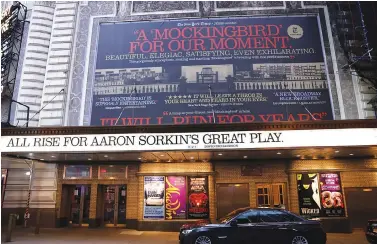  ??  ?? The closed Shubert Theater where the play To Kill A Mockingbir­d plays after it was announced that Broadway shows will cancel performanc­es due to the coronaviru­s outbreak in New York.