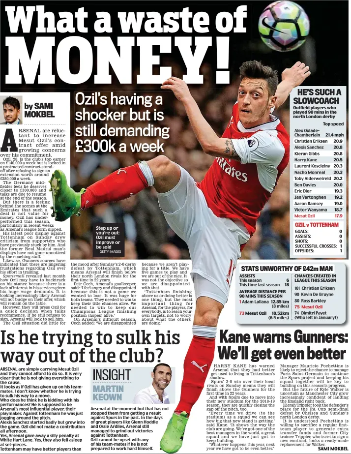  ?? GETTY IMAGES ?? Step up or you’re out: Ozil must improve or be sold
