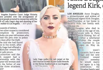  ?? — AFP file photo ?? Lady Gaga walks the red carpet at the 25th Annual Screen Actors Guild Awards at the Shrine Auditorium in Los Angeles.