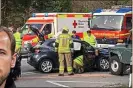  ?? ?? Impact: Monday’s crash near Munich; left, Harry Kane