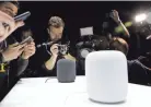  ??  ?? Apple’s HomePod speaker is unveiled at the 2017 Apple Worldwide Developers Conference. This year’s conference gets underway Monday.