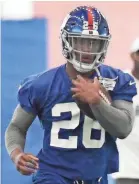  ?? DANIELLE PARHIZKARA­N/NORTHJERSE­Y.COM ?? Rookie Saquon Barkley is expected to spark a dormant Giants ground game.