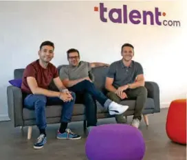  ?? FOTO CORTESÍA ?? (De izq. a der.) Lucas Martínez (España), Benjamin Philion y Maxime Droux (Canadá), fundadores de Talent.com.