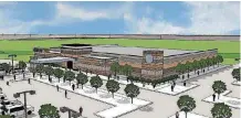  ??  ?? This drawing shows what the proposed Golden Mesa Casino might look like if it is constructe­d southwest of Guymon. Tribal officials say it would create about 175 jobs and produce an annual payroll of about $3.7 million.