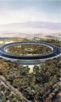  ??  ?? Studie der fast fertigen neuen Zentrale des IT-Riesen Apple in Cupertino.