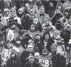  ??  ?? Broncos fans, often on their feet at Sports Authority Field at Mile High, are hoping to see more than one playoff game this season. AAron Ontiveroz, The Denver Post