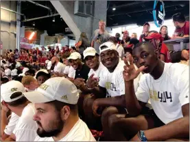  ?? aP-Paul newberry ?? Georgia Tech football players attend the MLS soccer match between the United and the LA Galaxy on Saturday at Mercedes-Benz stadium. Coach Geoff Collins set up the outing after his team’s fan day at Bobby Dodd Stadium, part of his effort to make the Yellow Jackets a vibrant part of the city’s sports culture.