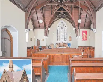  ??  ?? The interior of the Rokewood Uniting Church (left) that has been sold to buyers from Kangaroo Ground.