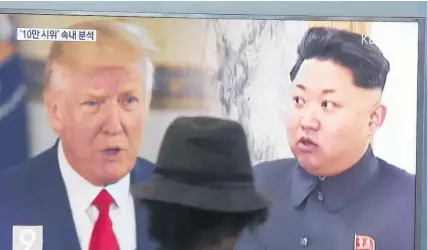  ?? AP ?? Rhetoric from President Trump and Kim Jong Un dominates South Korea’s TV news.