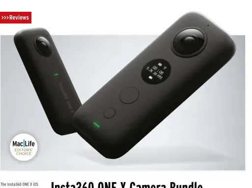  ??  ?? The Insta360 ONE X iOS app is both a controller and a means of editing photo and videos.