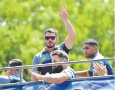  ?? Picture: WESLEY MONTS ?? Lachlan Coote aboard the open- topped, double- decker bus on the way to Strand Park.