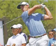  ??  ?? Billy Horschel watches his tee shot on the first hole during the start of the Valero Texas Open on Thursday in San Antonio.