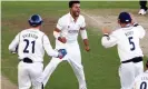  ?? Photograph: Alex Whitehead/SWpix.com/Shuttersto­ck ?? Azeem Rafiq celebrates taking a wicket for Yorkshire flanked by England’s Joe Root and Jonny Bairstow in 2012.