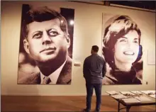  ?? STEVE MacNAULL/The Okanagan Weekend ?? These giant photomosai­cs of President John F. Kennedy and his wife, Jackie, are part of the exhibition­s at the Sixth Floor Museum commemorat­ing where the president was assassinat­ed in Dallas in 1963.