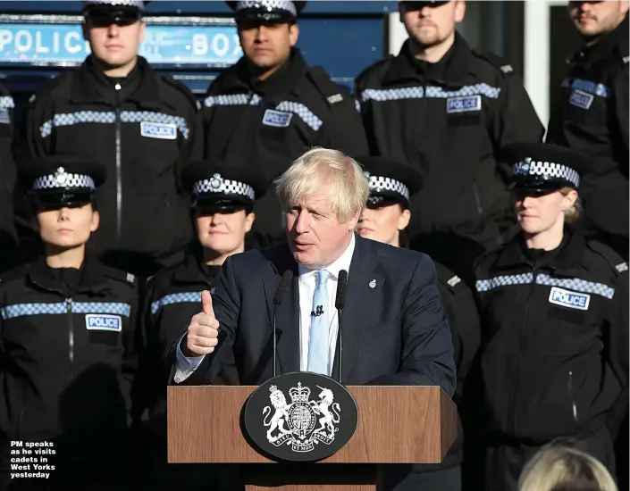  ??  ?? PM speaks as he visits cadets in West Yorks yesterday