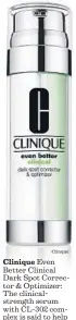  ?? Clinque ?? Clinique Even Better Clinical Dark Spot Corrector & Optimizer: The clinicalst­rength serum with CL-302 complex is said to help reverse the appearance of dark spots and blemish marks starting in four weeks after use. $79.50, www.Clinique.com