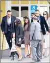  ?? (AP) ?? Shayanna Jenkins Hernandez (front), fiancee of former New England Patriots tight end Aaron Hernandez, arrives with their daughter Avielle Janelle Hernandez, Pittsburgh Steelers center Maurkice Pouncey and his twin brother Mike, and others for a private...