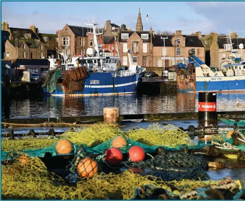  ??  ?? Fishing boats at rest in Peterhead
Harbour