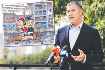 ??  ?? MP for Surfers Paradise John-Paul Langbroek has refused to take down a controvers­ial Steve Hunter cartoon on his social media.