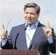  ?? WILFREDO LEE/AP ?? Gov. Ron DeSantis touted Florida’s increased testing for the coronaviru­s.