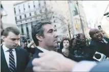  ?? JEENAH MOON / THE NEW YORK TIMES ?? Michael Cohen, President Donald Trump’s longtime lawyer and fixer, leaves a Manhattan courthouse on April 26. Cohen has spent much of his personal and profession­al life with immigrants from Russia and Ukraine, and while he has not been charged with a...