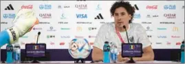  ?? (AFP) ?? Mexico’s goalkeeper Guillermo Ochoa addresses a press conference at the Qatar National Convention Center (QNCC) in Doha, on Monday.