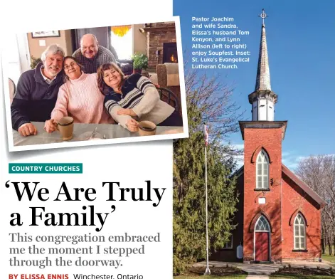  ??  ?? Pastor Joachim and wife Sandra, Elissa’s husband Tom Kenyon, and Lynn Allison (left to right) enjoy Soupfest. Inset: St. Luke’s Evangelica­l Lutheran Church.