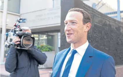  ?? REUTERS ?? Meta Platforms Chief Executive Mark Zuckerberg leaves federal court in San Jose, California.