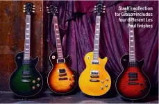  ??  ?? Slash’s collection for Gibson includes four different Les Paul finishes