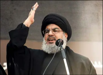  ??  ?? صورة أرشيفية لأمين عام حزب الله خلال أحد خطاباته