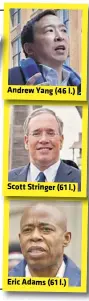  ?? Foto FACEBOOK (2), TWITTER ?? Andrew Yang (46 l.)
Scott Stringer (61 l.)
Eric Adams (61 l.)