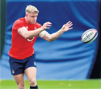  ??  ?? Ollie Thorley during an England training session at The Lensbury Hotel, ahead of the game with the Barbarians