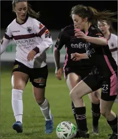  ??  ?? Jenny O’Keeffe of Wexford Youths on the ball against Galway WFC.