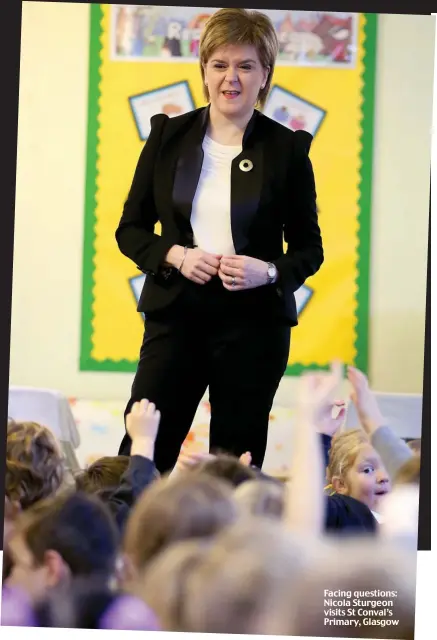 ??  ?? Making his point: Prince Charles Facing questions: Nicola Sturgeon visits St Conval’s Primary, Glasgow