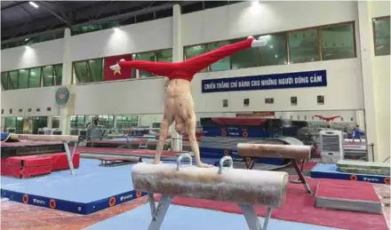  ?? Facebook
Photo from Lê Thanh Tùng's ?? f HORSE POWER: Lê Thanh Tùng practises on the pommel horse at the National Sports Training Centre 1 in Hà Nội.