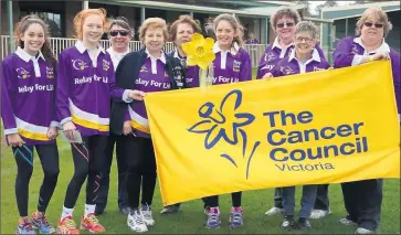  ??  ?? All set: The Seymour Cancer Council group ready to begin walking.