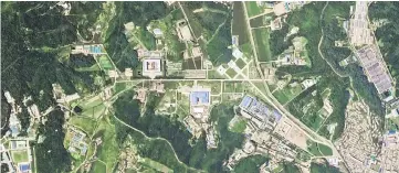  ??  ?? A satellite image shows the Sanumdong missile production site in North Korea.