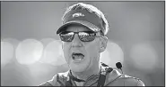  ?? NWA Democrat-Gazette/ANDY SHUPE ?? Arkansas Coach Chad Morris wants better first-down efficiency from the Razorbacks when they take on Colorado State on Saturday. “Our lack of efficiency on first downs caused us to be in a lot of second and longs,” Morris said. “So that’s something we’ve got to get better at.”