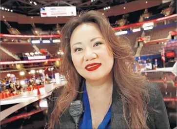  ?? Carolyn Cole Los Angeles Times ?? MARCIA LEE KELLY is the first woman and first Asian American to serve as director of operations for the Republican National Convention. “It’s weird,” she says, “but the more intense things get, the calmer I get.”