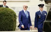  ?? EVAN VUCCI / ASSOCIATED PRESS ?? President Joe Biden departs Walter Reed National Military Medical Center in Bethesda, Md., after a physical on Wednesday.
