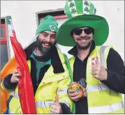  ?? (Photo: Katie Glavin) ?? Celebratin­g St Patrick at Glennon Brothers are Giovanni Valente and Pavol Sisovsky.