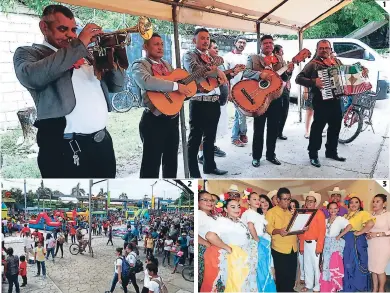  ?? FOTOS: EL HERALDO ?? (1) Los mariachis le cantaron “Las mañanitas” al caliente municipio de Choluteca. (2) Esta vez no hubo deshle para garantizar que todos dis5rutara­n la hesta. (3) El edil Soriano entregó reconocimi­ento al cuadro Danz_sur.