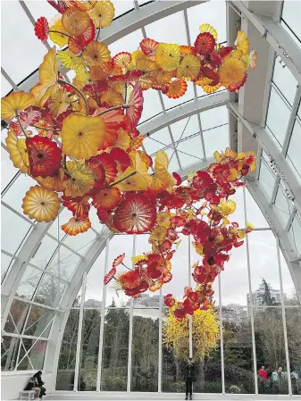  ?? KIM PEMBERTON PHOTOS ?? The centrepiec­e of Chilhuly Garden and Glass is the glass house, with one of the largest suspended glass sculptures created by the 82-year-old Tacoma-born artist.