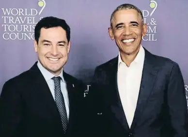  ?? Wv ?? Juanma Moreno i Barack Obama es van saludar ahir a Màlaga